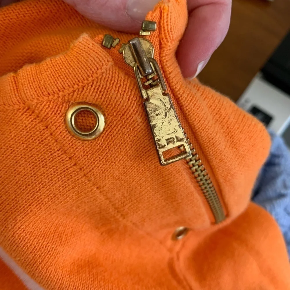 Lauren Ralph Lauren exclusive orange striped top shoulder zip close w/logo large - Picture 4 of 4